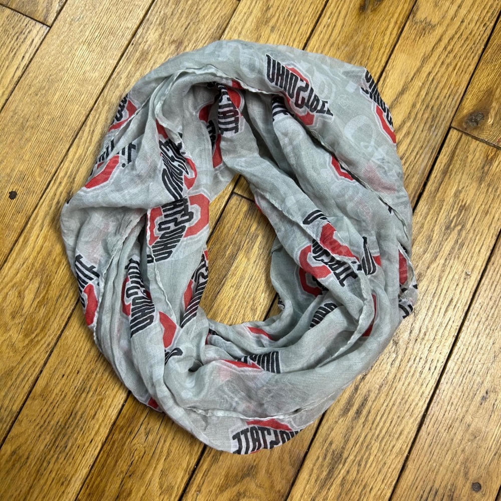 Forever Collectibles Ohio State Buckeyes Infinity Scarf Grey Red Black Logo